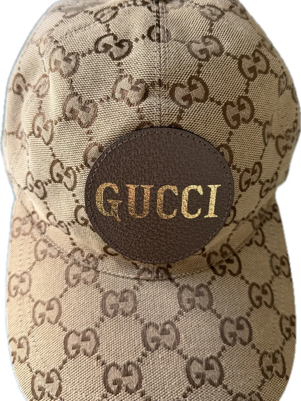 Gucci Beige Monogram Logo Baseball Cap